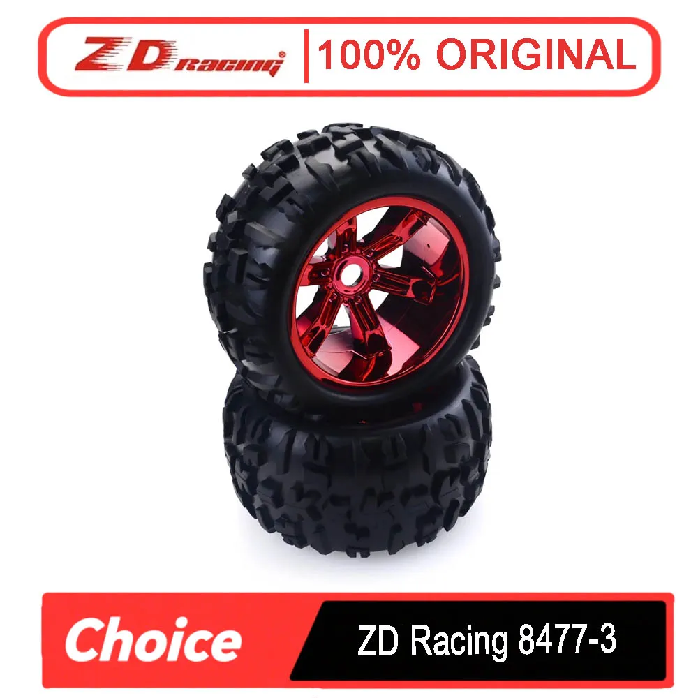 ZD Racing Juego de ruedas y neumáticos para camión de escalada RC 1/8 de 2 piezas (modelo 8477, caucho, hexagonal de 17 mm) - Se adapta a HSP, Traxxas, HPI y más