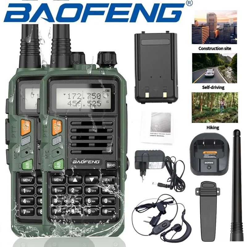 2PCS BaoFeng UV-S9 PLUS 10W Waterproof Walkie Talkie Powerful CB Radio 16KM Long Range Portable Two Way Radio Upgrade Of UV-5R