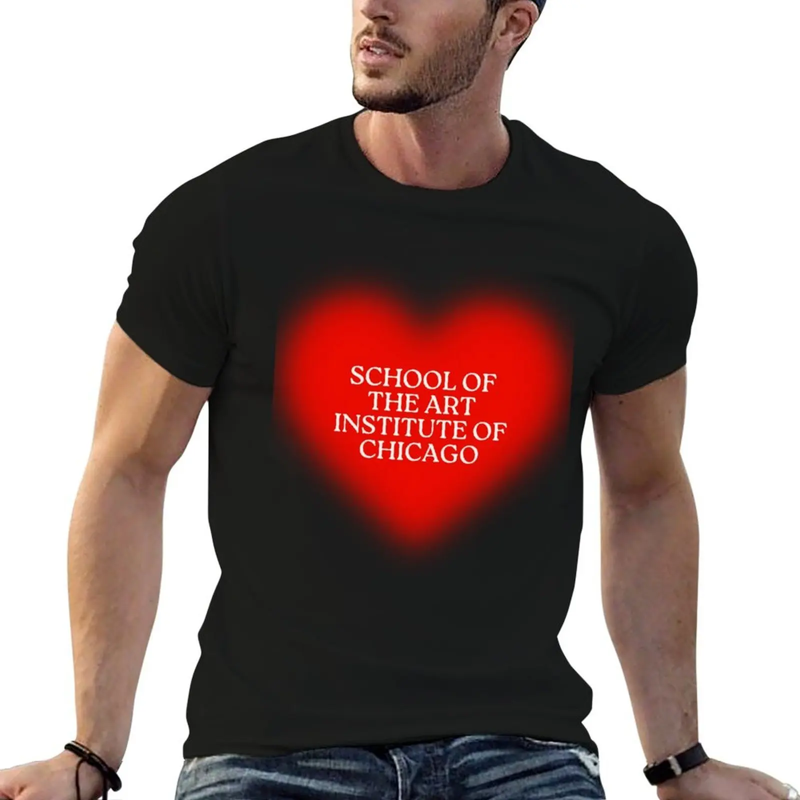 SAIC RED HEART T-Shirt Work Style Casual T-Shirt
