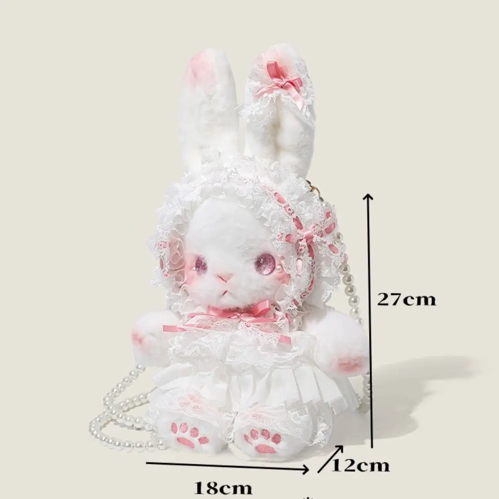 Lindo bolso de felpa de conejito, dulce bolso cruzado de princesa, bolso de conejo de orejas largas Lolita