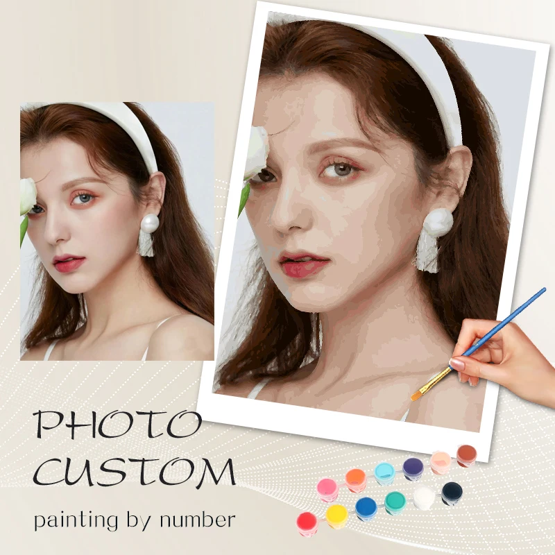 PhotoCustom Modern Diy Painting By Numbers Family Photo And Couple Photo Handpainted Painting