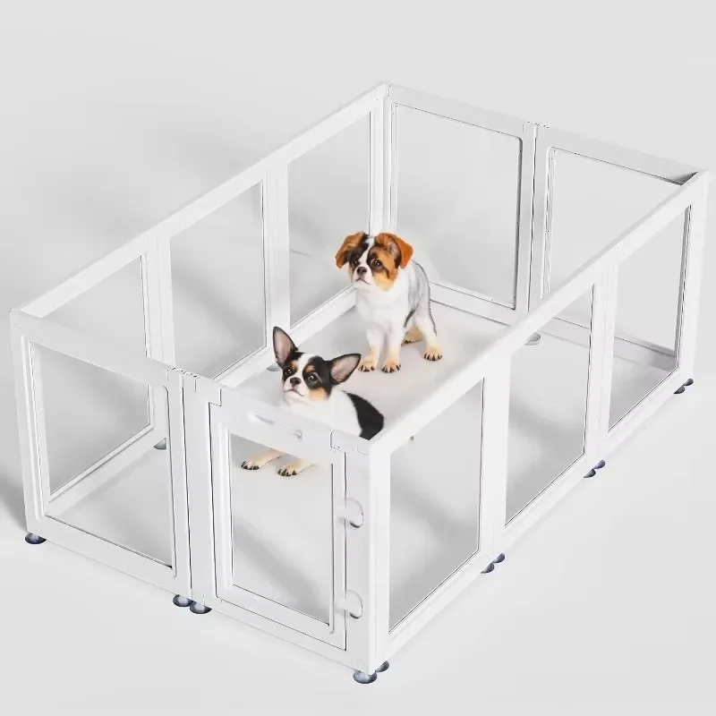 Transparent Dog Playpen Indoor, Easy Assemble Clear Pet Pen for Puppy Bunny Cat Pig, (23.6