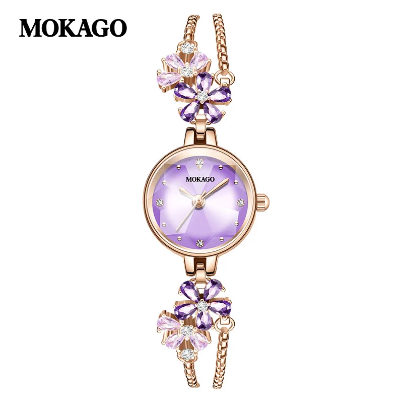 Женские кварцевые часы, модные фиолетовые водонепроницаемые часы, роскошный браслет, наручные часы, женские ювелирные изделия, часы, аксессуары для одежды