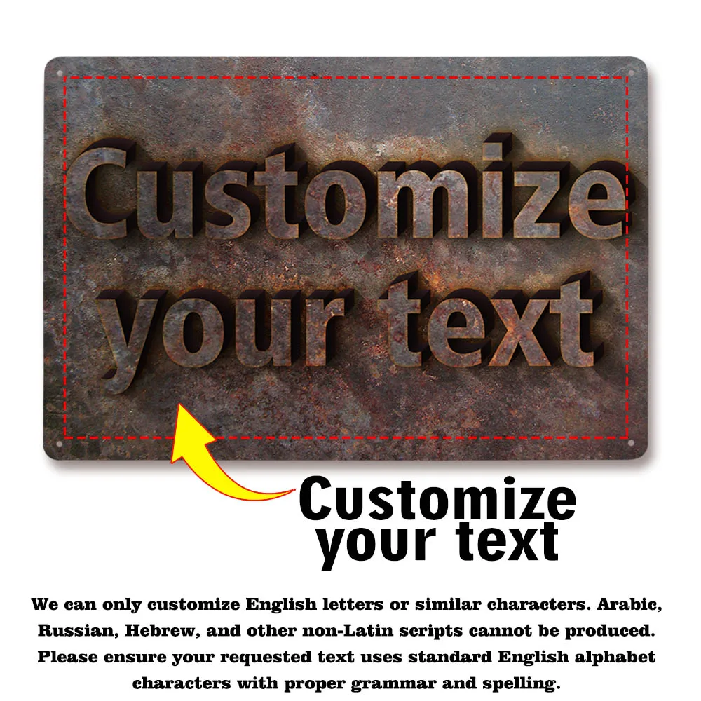 

Custom Faux 3D Metal Rust Sign Vintage Wall Art Home Decor Personalized Text Plaque Cafe Bar Decoration