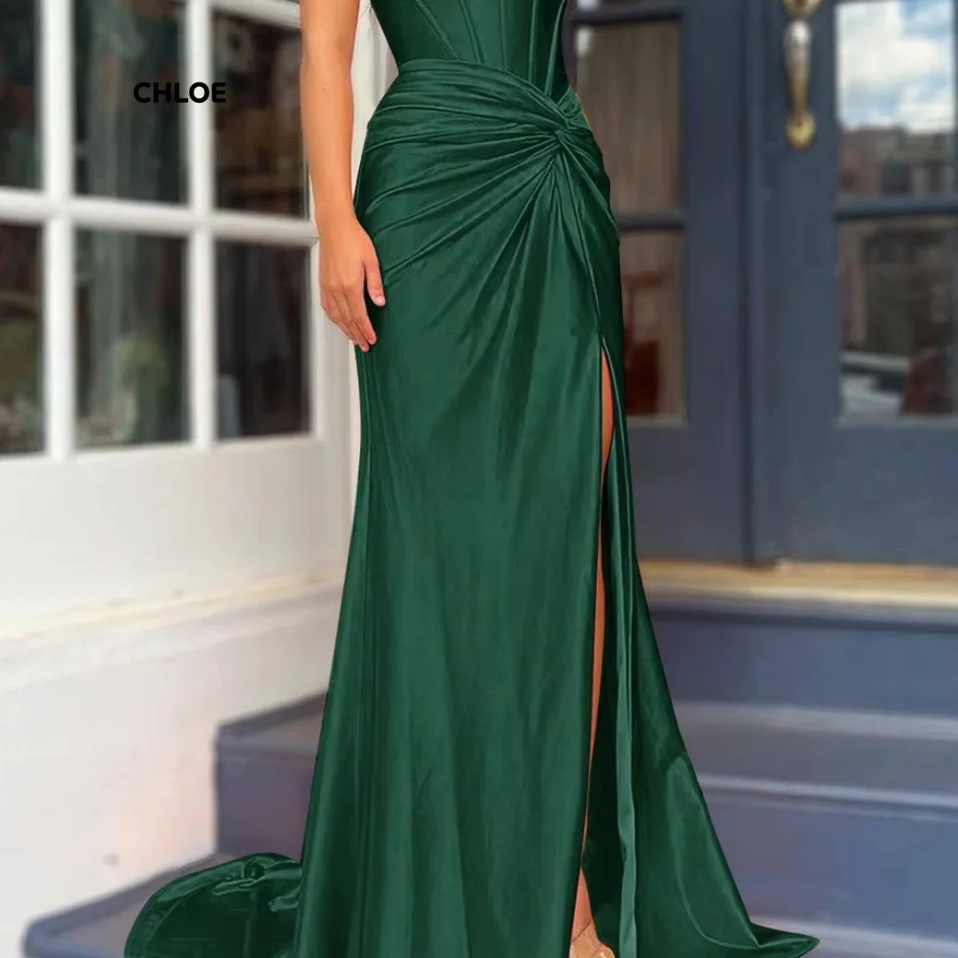 فساتين لحضور الحفلات الموسيقية مكشوفة الكتفين 2025 فستان سهرة فاخر للنساء مصنوع حسب الطلب فستان على شكل حرف A بدون أكمام فساتين حفلات أنيقة