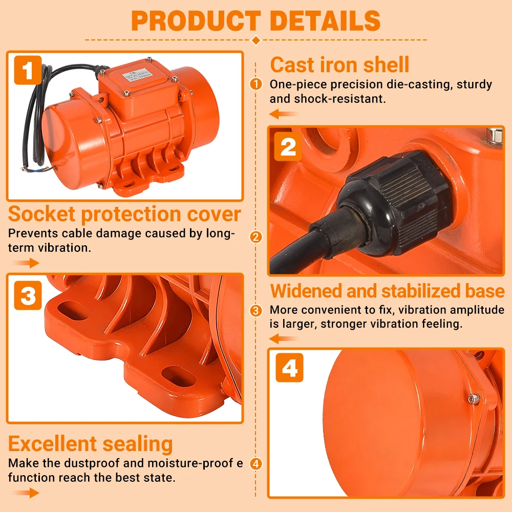 MVE Series Vibrating Motor MVE 100/3 1KN 3000RPM External Electric Vibrator Motors