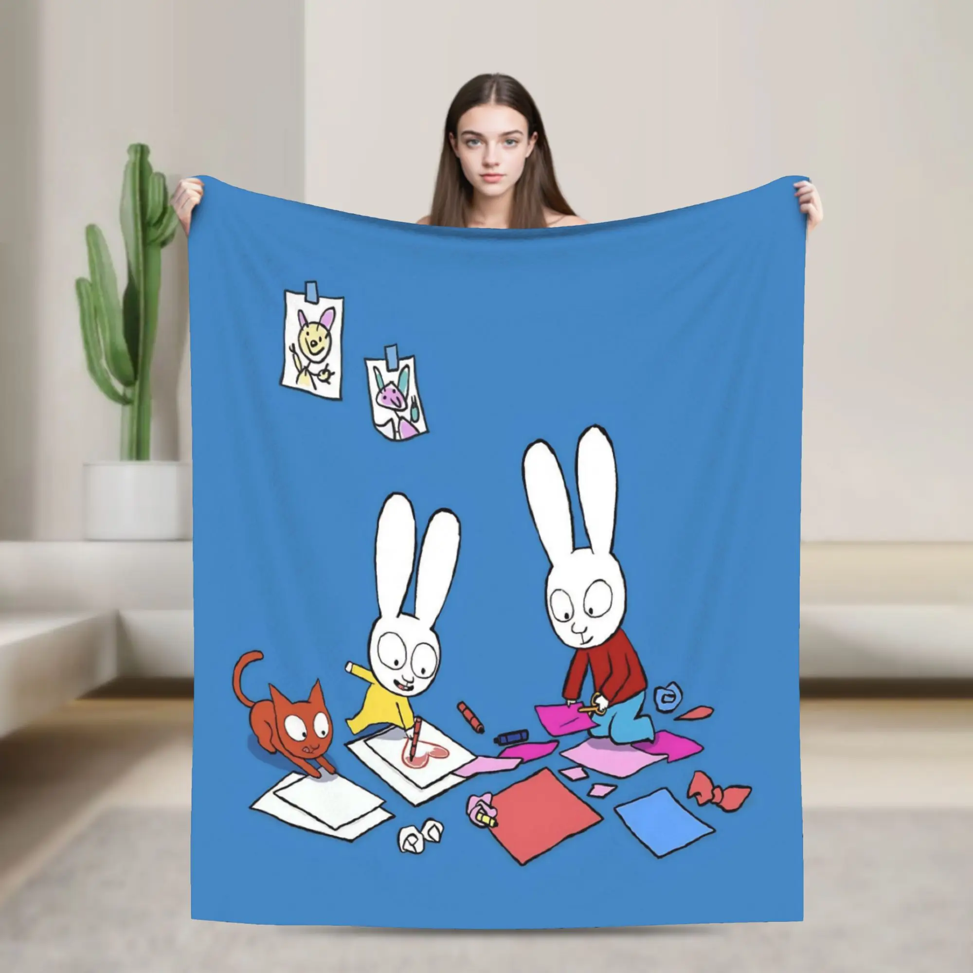 Simon Super Rabbit Merch Blankets Lightweight Thin Velvet  Throw Blankets Comfortable Plush Thin Quilt