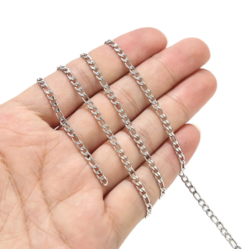 1M/2M/5M Stainless Steel 3mm Width Figaro Chain 3:1 Link Chains For Women Men DIY Jewelry Necklaces Bracelets Making Findings