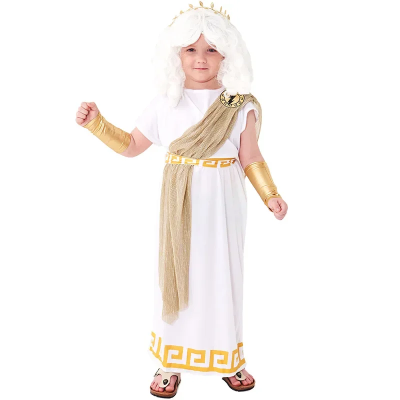 2024 New Arrival Halloween Caesar Greek Fancy Dress Up Outfit Boys Zeus Costume