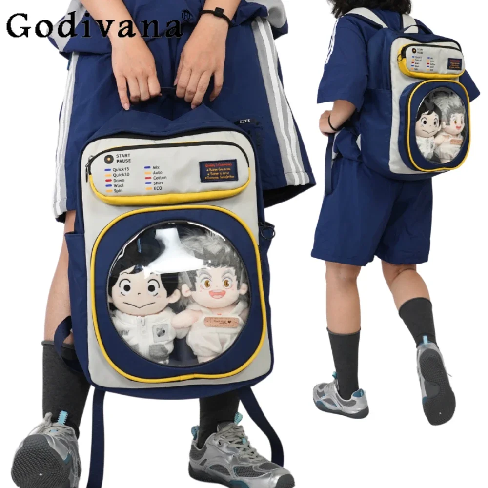 

Japanese Large Capacity Backpack Schoolbag Students Leisure Commute Shoulder Women's Bag Transparent Itabag Women Handbags