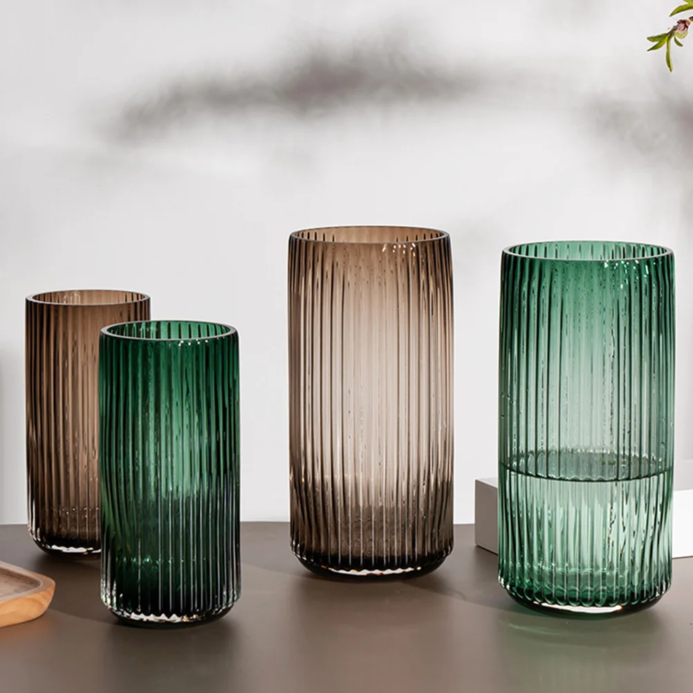 

1Pcs Column Glass Vase L Size Light Texture Refined Shape Hotel Living Room Decoration Water Plant Display Nordic