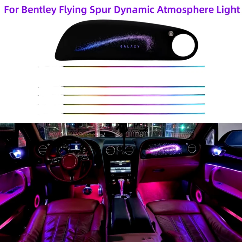 18 in 1 Symphony 64 Colors Ambient Lighting for Bentley Flying Spur 2005-2012 Car Interior Acrylic Guide Fiber Strip Accessories