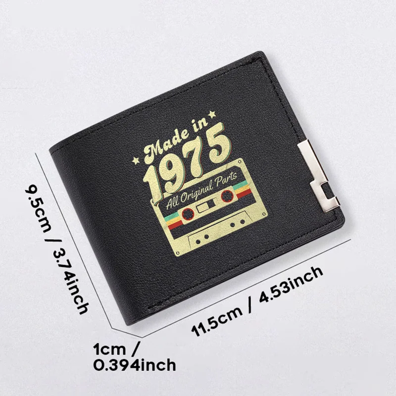 Realizzato nel 1975 Portafoglio in pelle PU con design a cassetta Portafoglio compatto da uomo in stile business minimalista Durevole Leggero Uso quotidiano