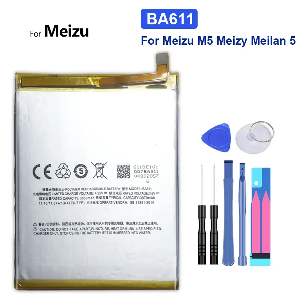 

BA611 Replacement Battery for Meizu M5 Meizy Meilan 5 Meilan5 3070mAh BA 611 with Track Code