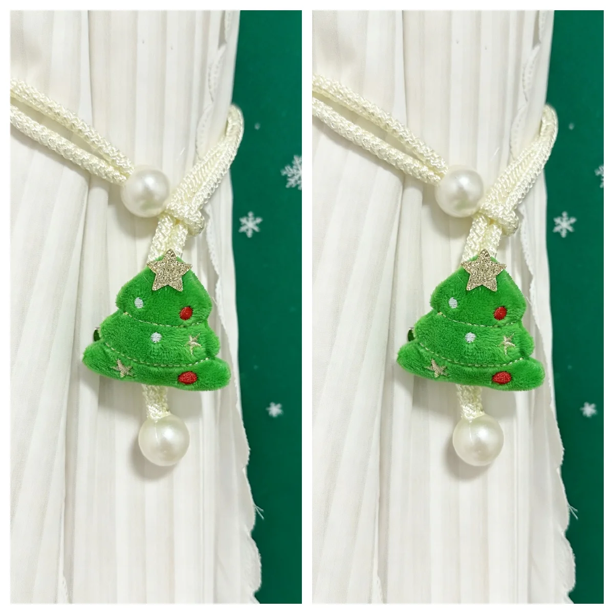 1/2 قطعة شجرة عيد الميلاد الاحتفالية الستار Tiebacks-مثالية لقضاء عطلة المنزل ، زينة عيد الميلاد ، حامل الستار ، ملحقات الستار #2