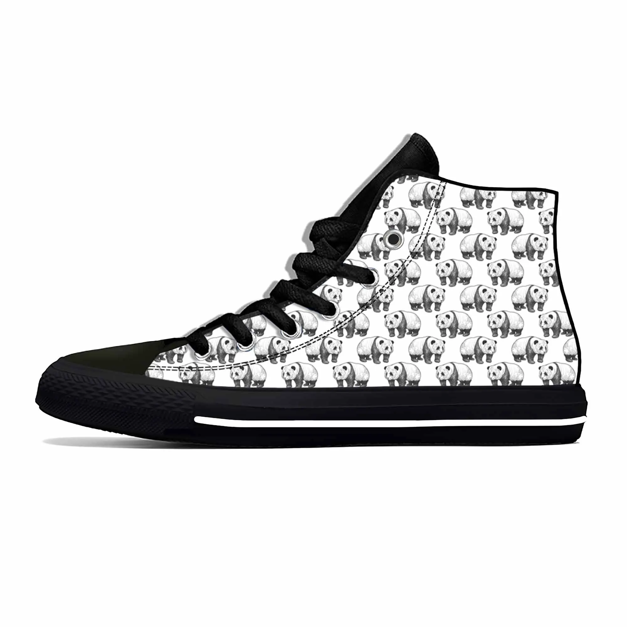 Animal Panda Pattern Anime Cartoon Manga Comic Casual Cloth Shoes High Top Comfortable Breathable 3D Print Men Women Sneakers