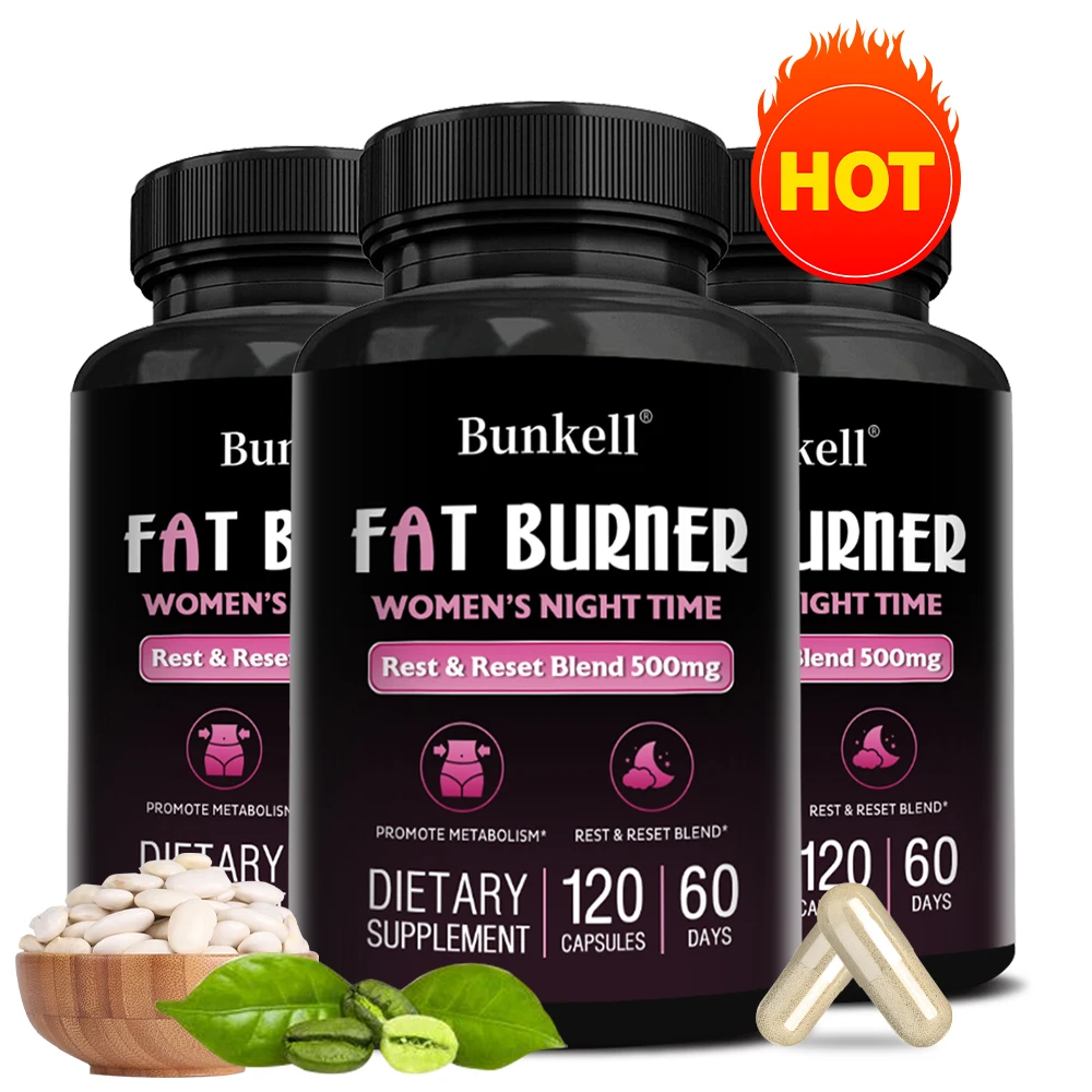 Women's Night Fat Burner, Helps Detoxification,Reduce Belly Fat, Manage Weight, Support Sleep, Dietary Supplement