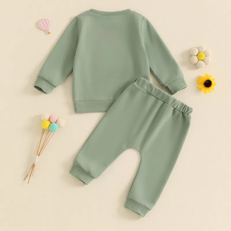 RUEWEY 0 to 3 Years Baby Girls Pant Sets Autumn Clothes Embroidery Rainbow Long Sleeve Sweatshirt with Elastic Waist Sweatpants