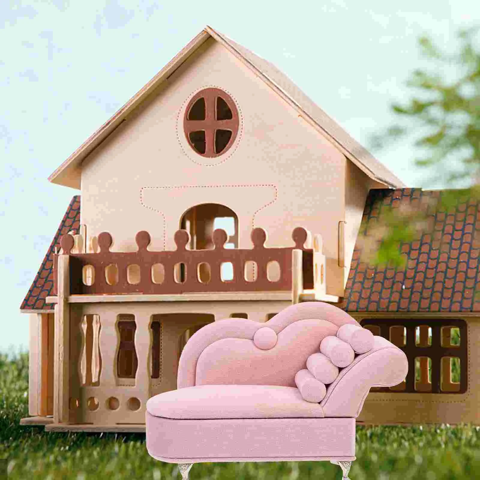 Mini Sofa Miniatures Single Couch Dolls House Pink Chair DIY Delicate Model Craft Furniture Individual