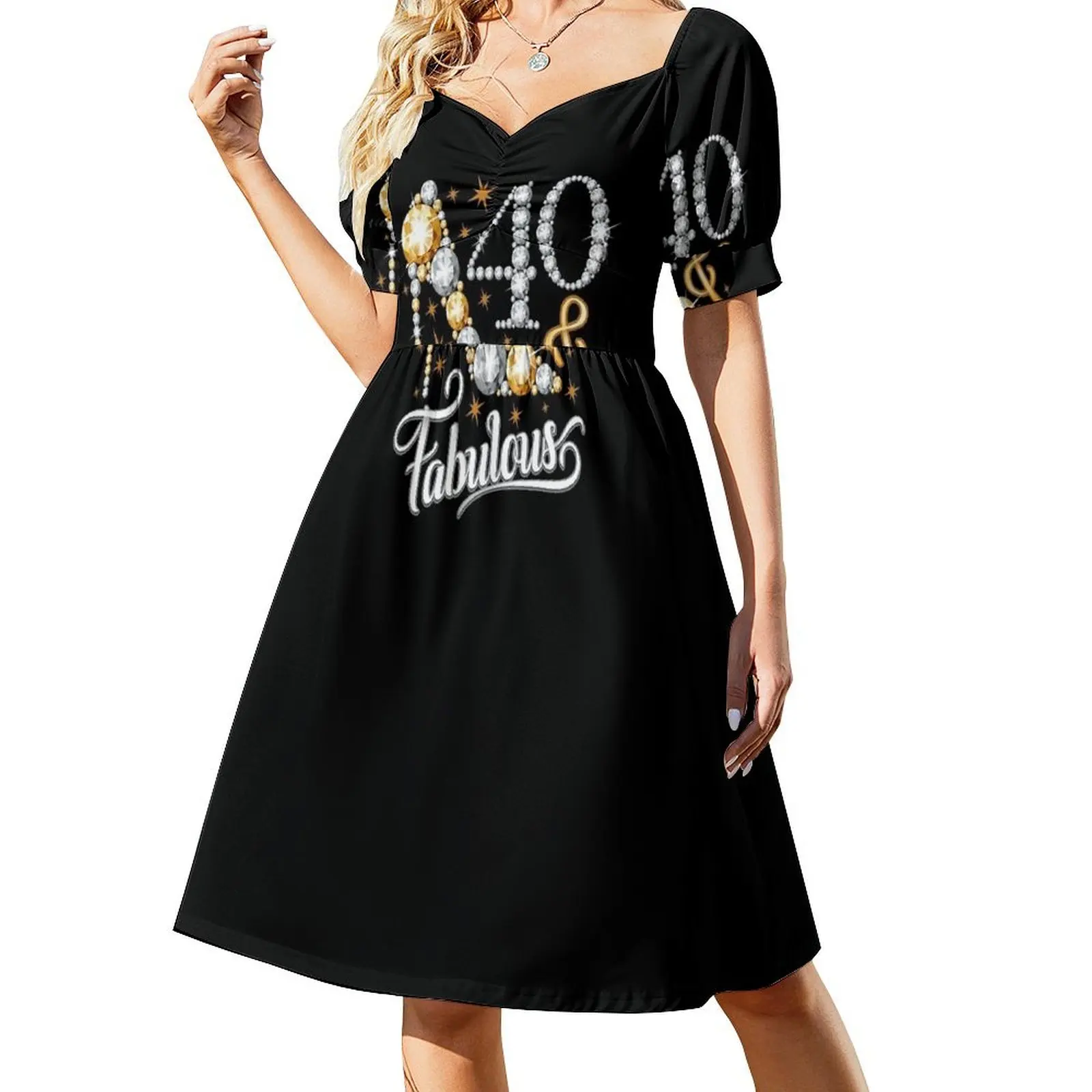 

40th Birthday T-shirt. Forty and Fabulous t shirt for ladies, women. Short-Sleeved Dress wedding dresses for parties