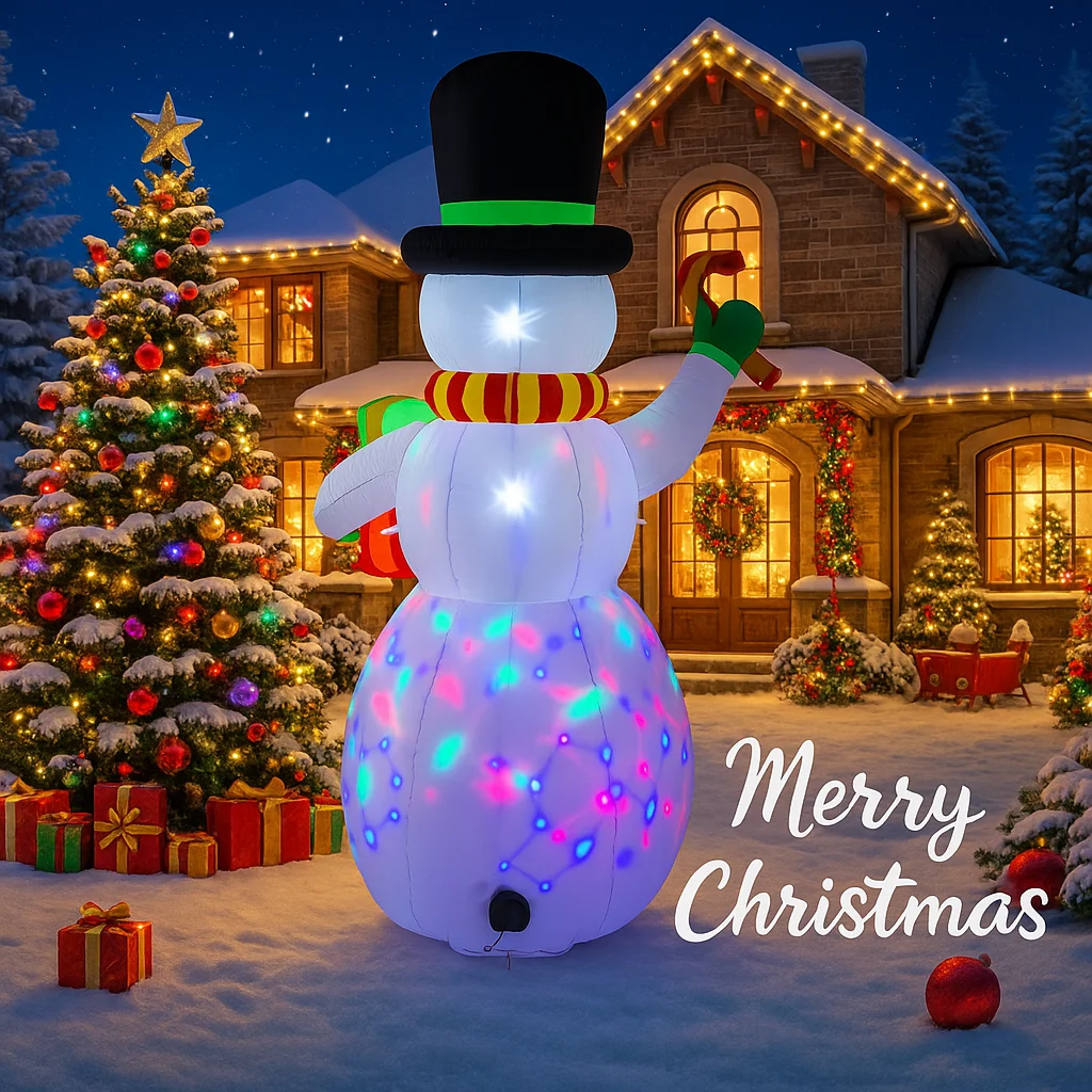 4.92FT Inflatable Toy Snowman Hat Christmas Decoration for Yard With LED Xmas Supplies Christmas Decorations Home Ornament