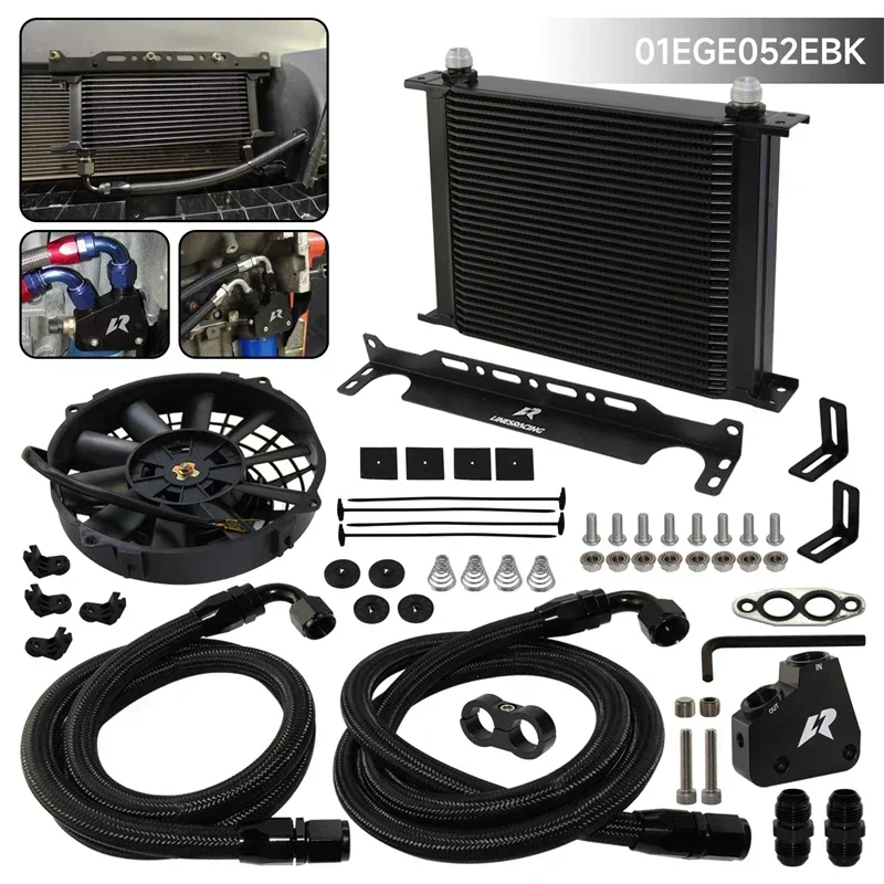 GM Chevrolet Corvette Camaro C5-C7 LSX/LS1-LS3 HSV VZ 97-19 Cadillac CTS-V 04-06 30/34 Fila di Raffreddamento Olio con Staffa Kit Ventola da 7" AN10