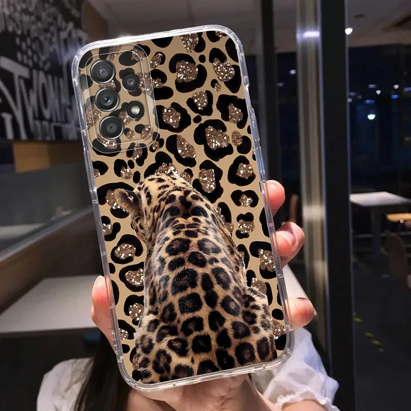 เคสโทรศัพท์ลายเสือดาวนุ่มนิ่มสำหรับ Samsung Galaxy A34 A35 A56 A25 A15 A14 A33 A55 A23 A73 A54 A36 A13 A26 A24