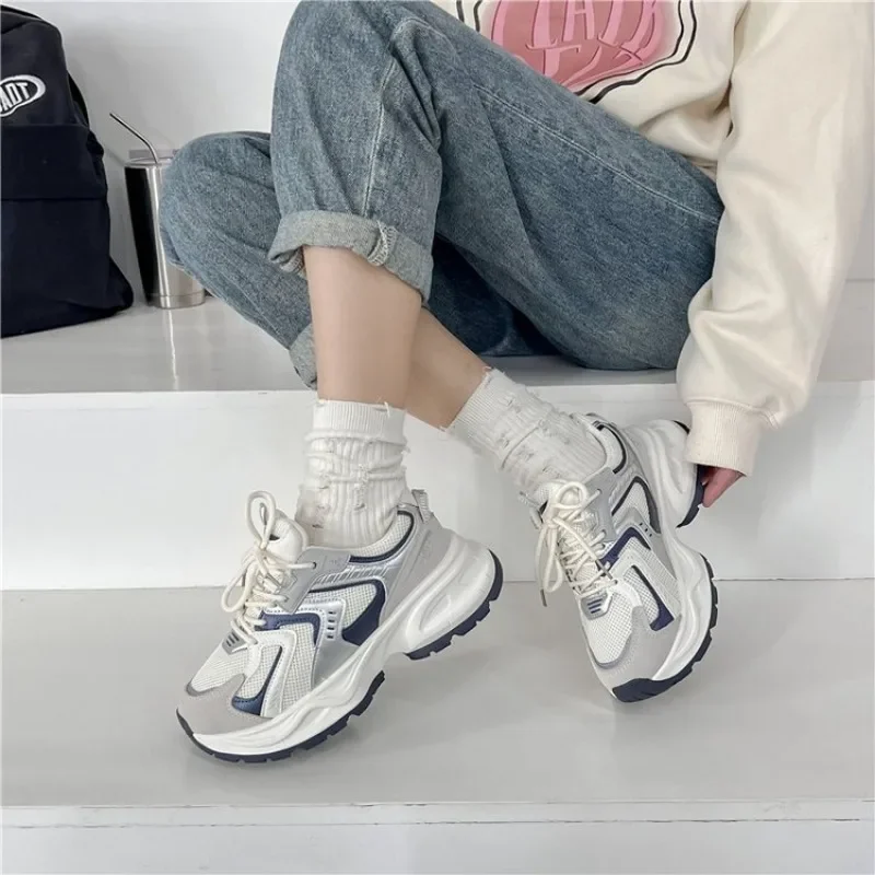 2024 New Fashion Summer Woman Casual Shoes Sneakers For Women Platform Sport Shoes Female Lace up Tennis Shoes platform sneakers