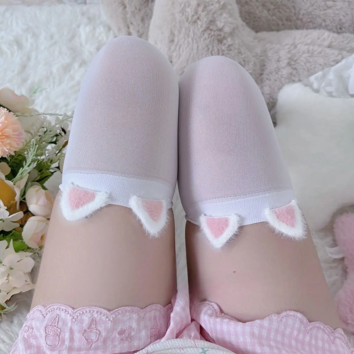 Kawaii Bunny Ear Thigh High Socks Over The Knee Socks with Cats Rabbit Ears for Women Teens Japanese Anime Thigh High Stockings
