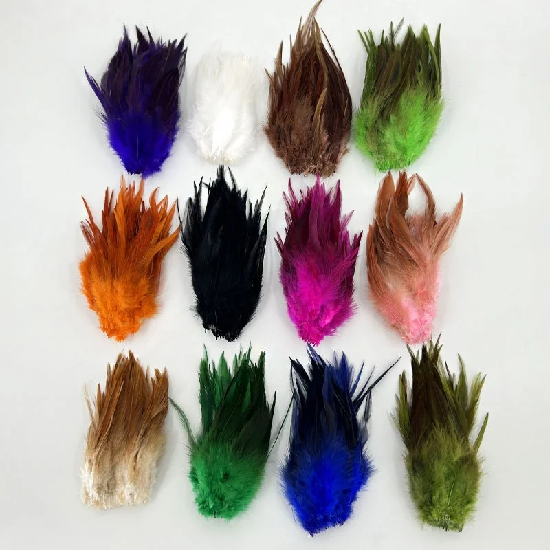 

10-15cm Colorful Rooster Tip Feathers Bulk Wholesale Saddle Hackle for DIY Crafts Dream Catcher Hat Decor Handmade Accessories