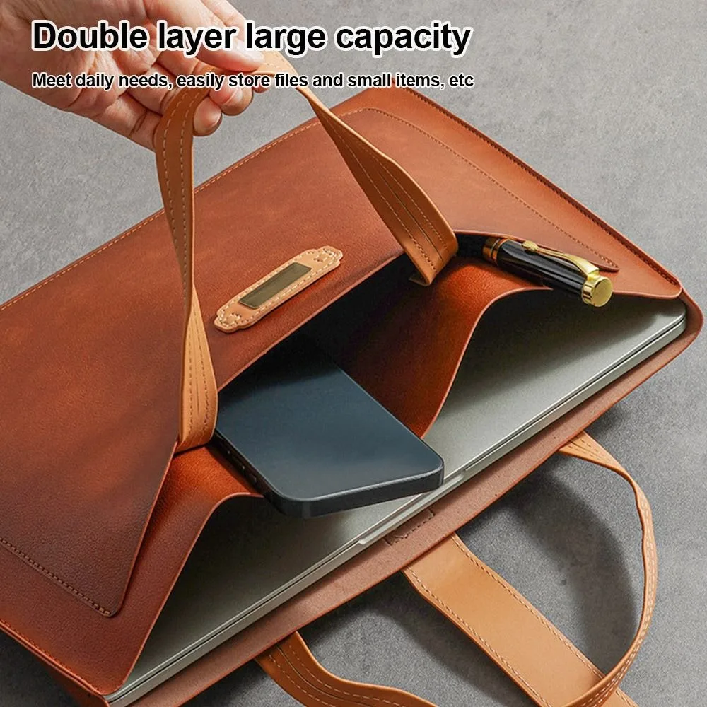 Durable PU File Folder Large Capacity Portable Documents Storage Bag A4 Size Waterproof Business Briefcase for Office