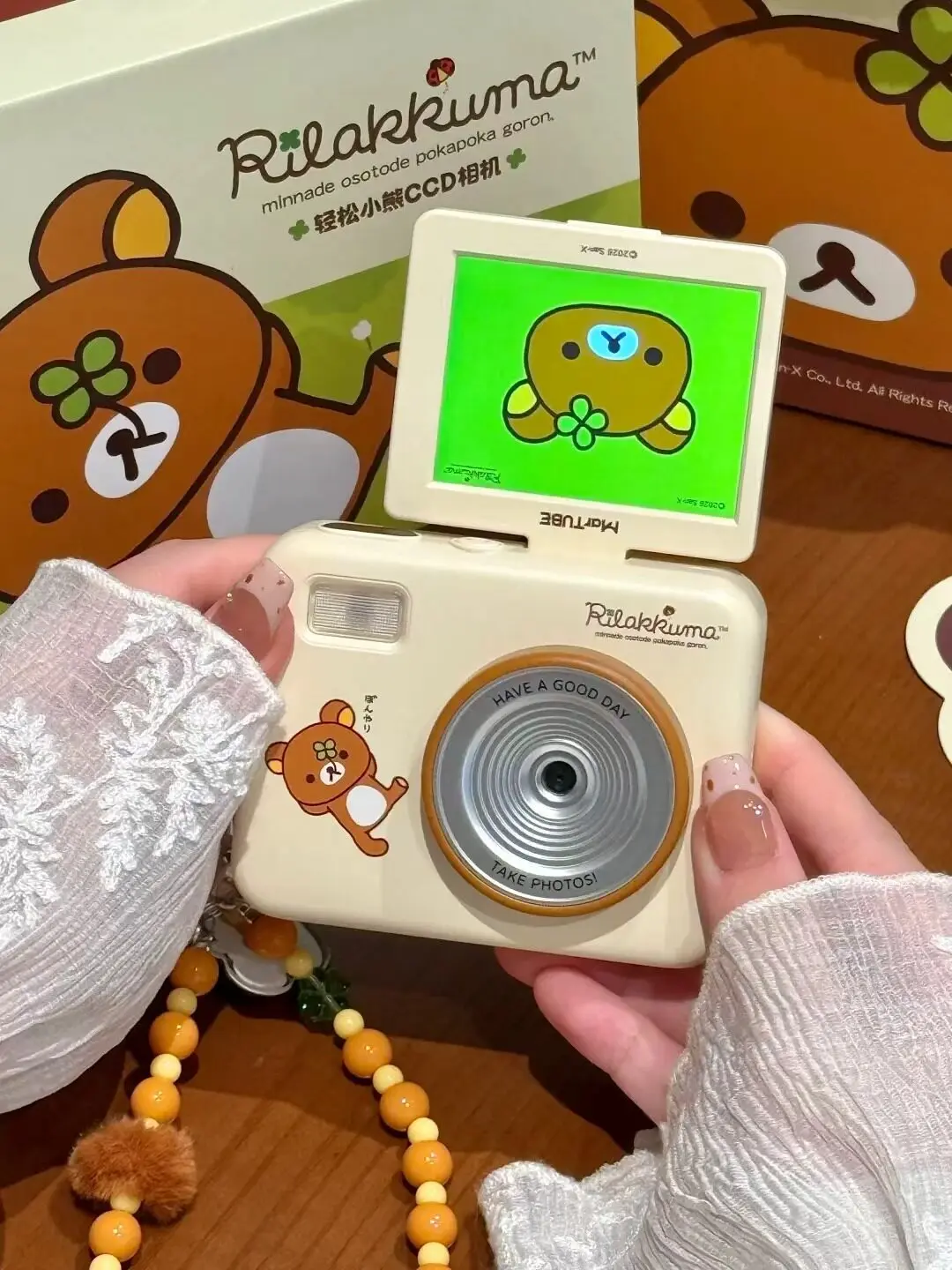 Cute Rilakkuma Ccd Digital Camera Flip Screen Selfie Video Camcorder Portable Cartoon Camera For Girls Birthday Present Gift Box view 4