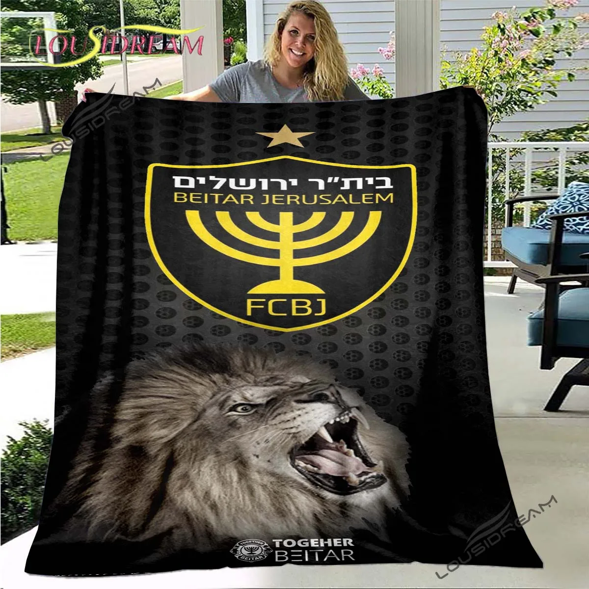 Beitar Jerusalem Fc Plaid For Kids Gift Plush Bed Cartoon Cute Beding Home Decoration Throw Blanket Football Cover
