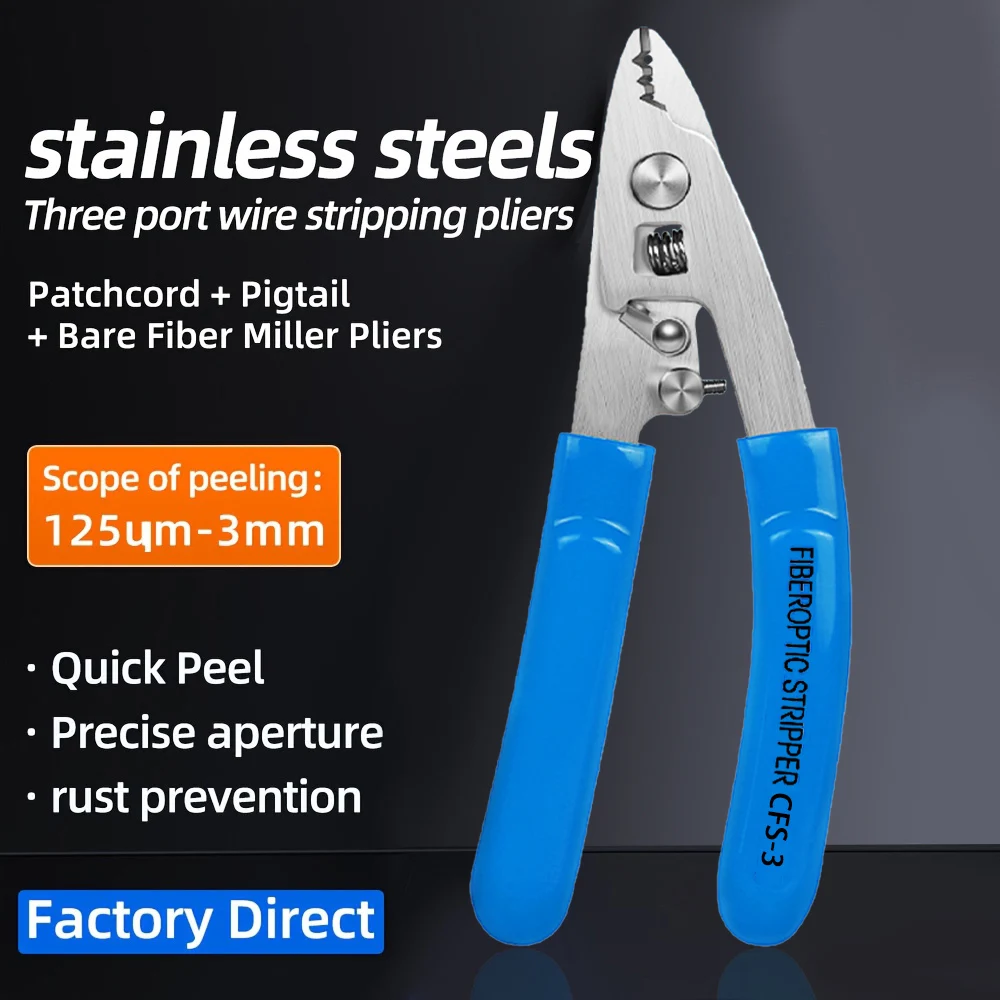 

High Quality Three-port Fiber Optical Stripper/ Pliers/ Wire strippers FTTH Tools Optical Fiber Stripping Pliers