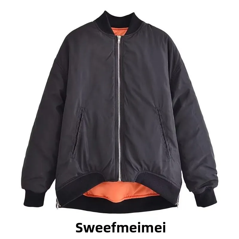 

Металлическая молния, декоративная отделка, куртка-пилот, хлопковое пальто, осень-зима, новинка, женская модная куртка с длинным рукавом, стандартной длины, хлопковая.