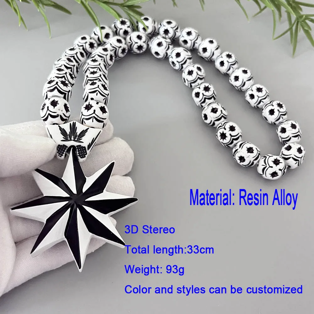 GS71 Octagonal Star Resin Paintings White Black Decoration Exquisite Beads Decorate 3D Three-Dimensional Two-Color Car Pendants