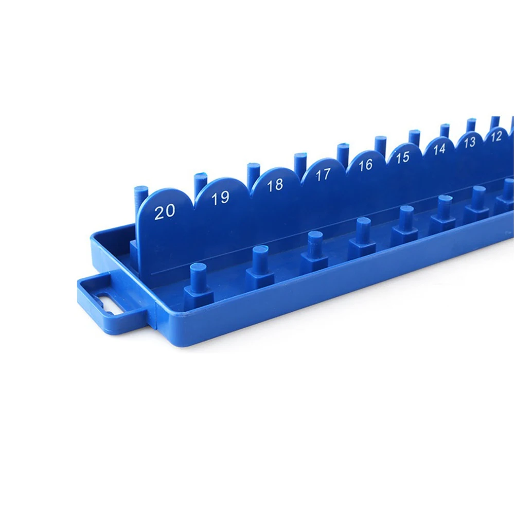 Practical High Quality Socket Storage Organizer 3/8 Inch Wrench Blue Sleeve Bracket Tool Organizer 1pc Plastic