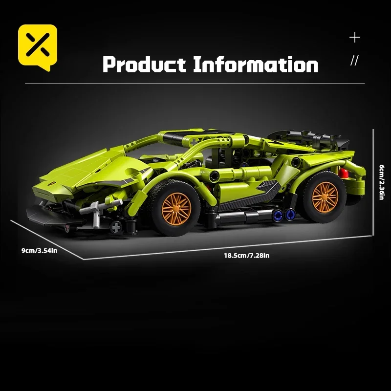 Voiture de sport technique 321 pièces, ensemble de blocs de construction verts à entraînement roulant, Kit de voiture de course à échelle pour enfants et adultes, véhicule de course, jouets cadeaux