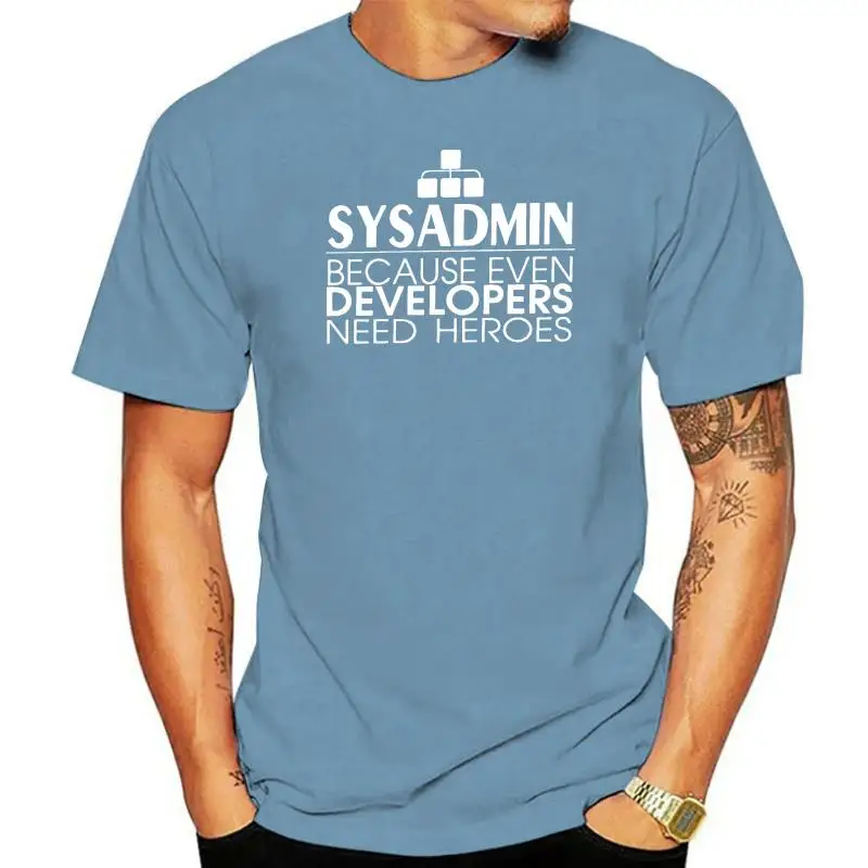 one yona Men T-Shirts Sysadmin Developers Heroes Cotton Tees Linux Sysadmin Unix Debian Ubuntu Administrator T Shirt  Clothing