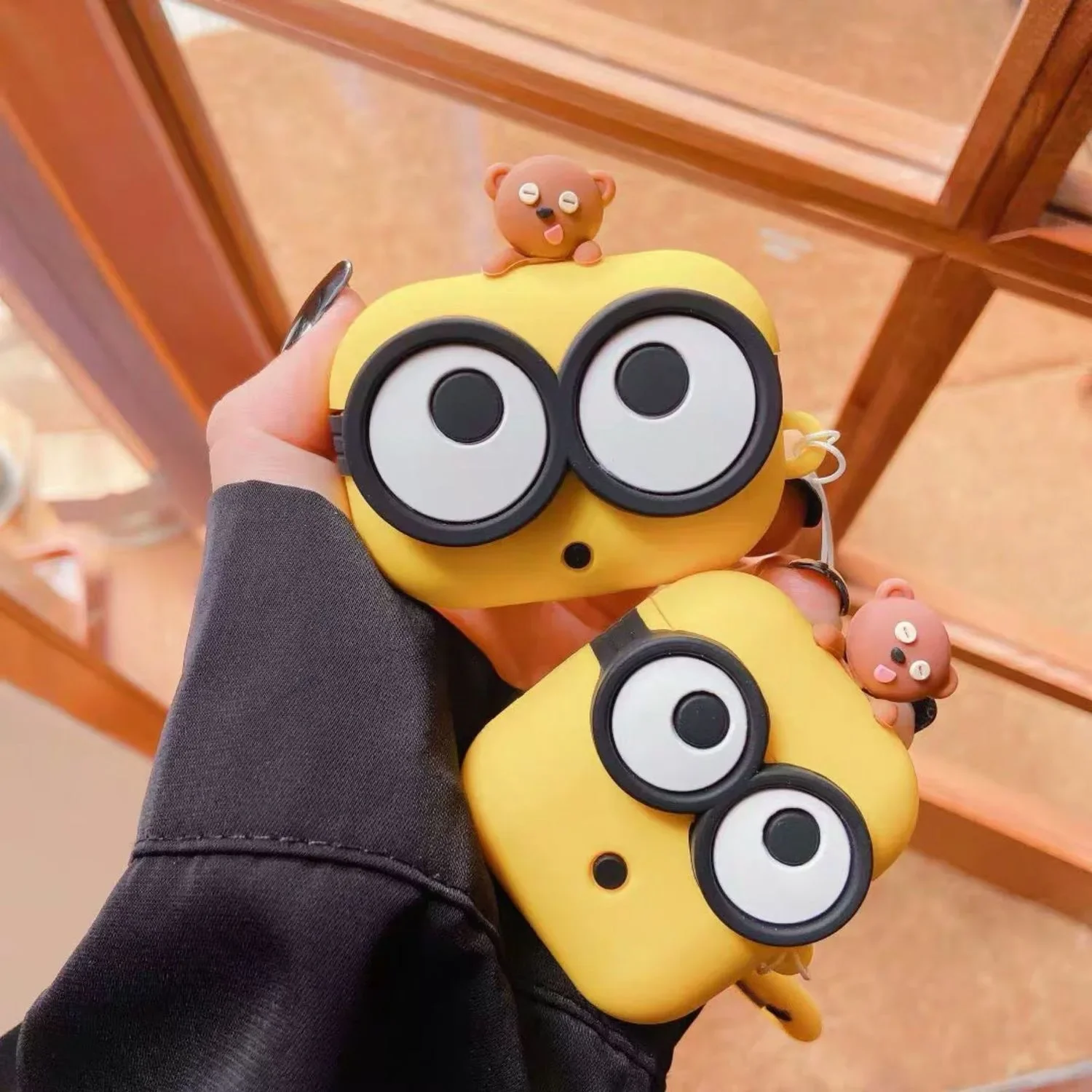 For Airpods 4 Case 2024,3D Cartoon Big Eyes With Bear Toy Silicone Earphone Cover For Airpod 4 Case/Airpods Pro 2 Case Funda