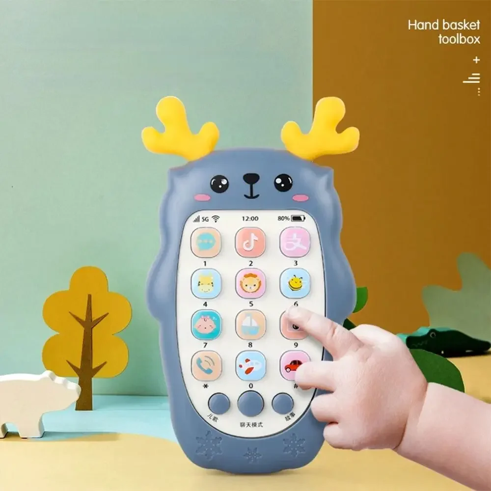 Brinquedo de telefone de bebê com som de música de alta qualidade com mordedor cervos/girafa estilo música móvel brinquedo de voz crianças