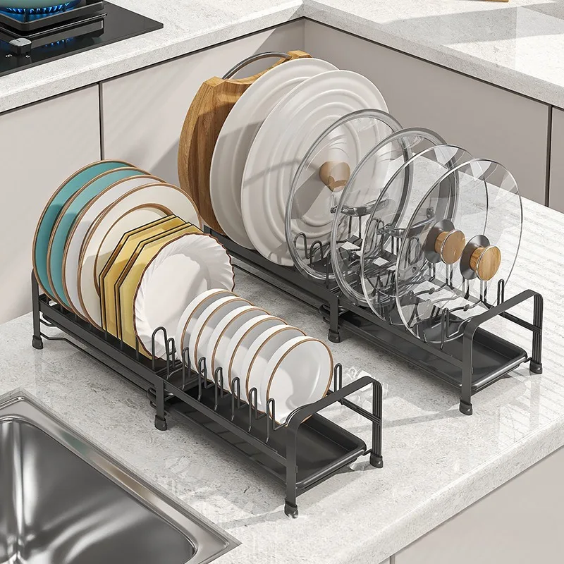

Expandable Metal Dish Drying Rack,Kitchen Sink Plates Bowls Storage Shelf,Countertop Dish Organizer,Black,Drainer Board,Holder