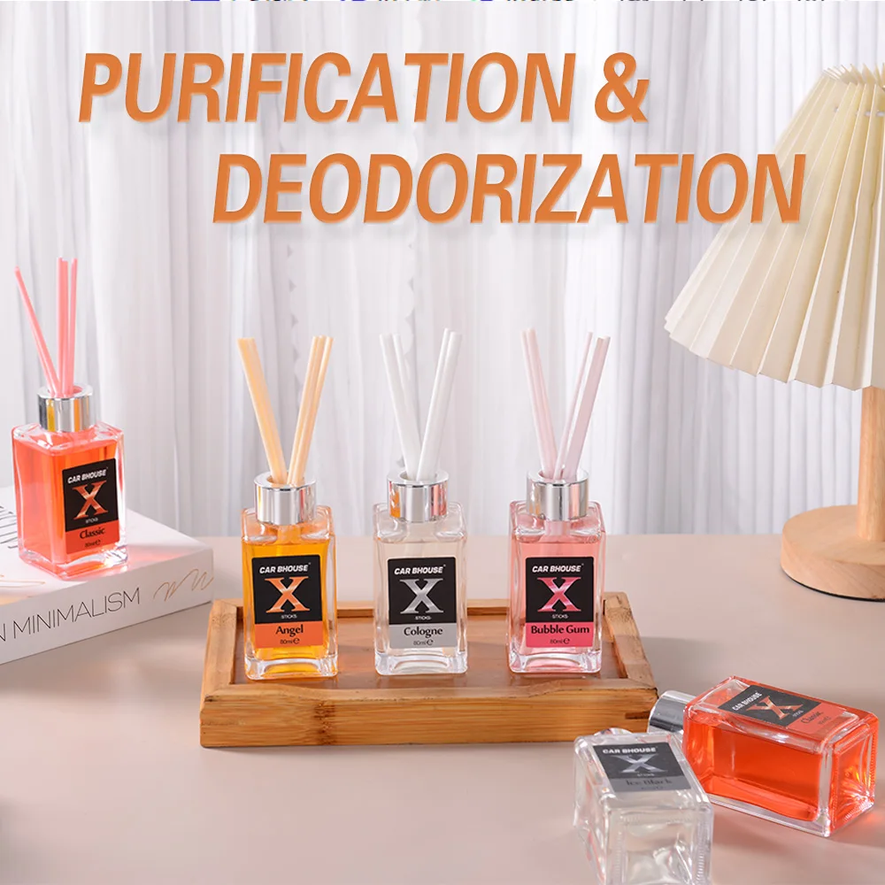 80ML Car Aromatherapy Interior Durable Freshener Perfume Essential Oil Fragrance Deodorant Rattan Car Accessories