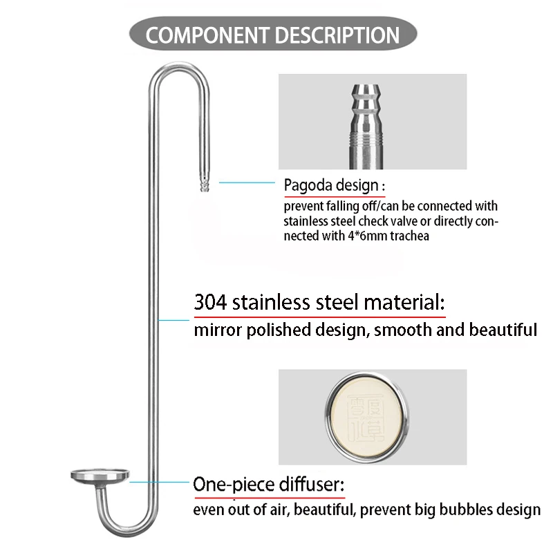 ZRDR Aquarium CO2 Diffuser Stainless Steel Material Atomizer Ceramic Disc Refiner, Used For Aquatic Plant Growth Accessories