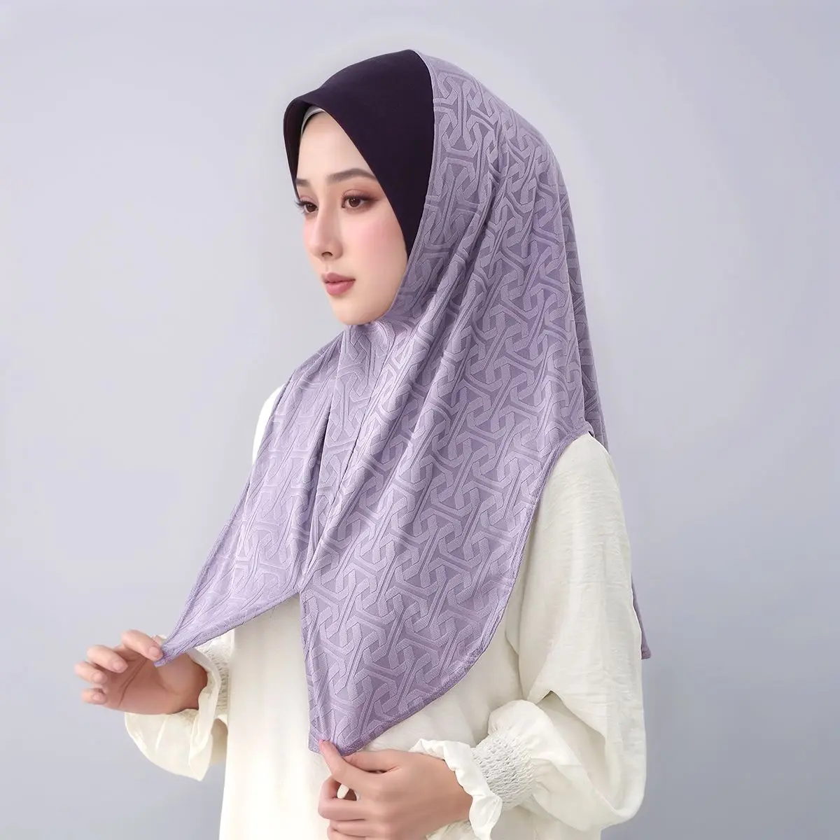 Hidżab na Ramadan, miękki, gotowy do noszenia, oddychający szal żakardowy, chusta na głowę dla kobiet muzułmanek.