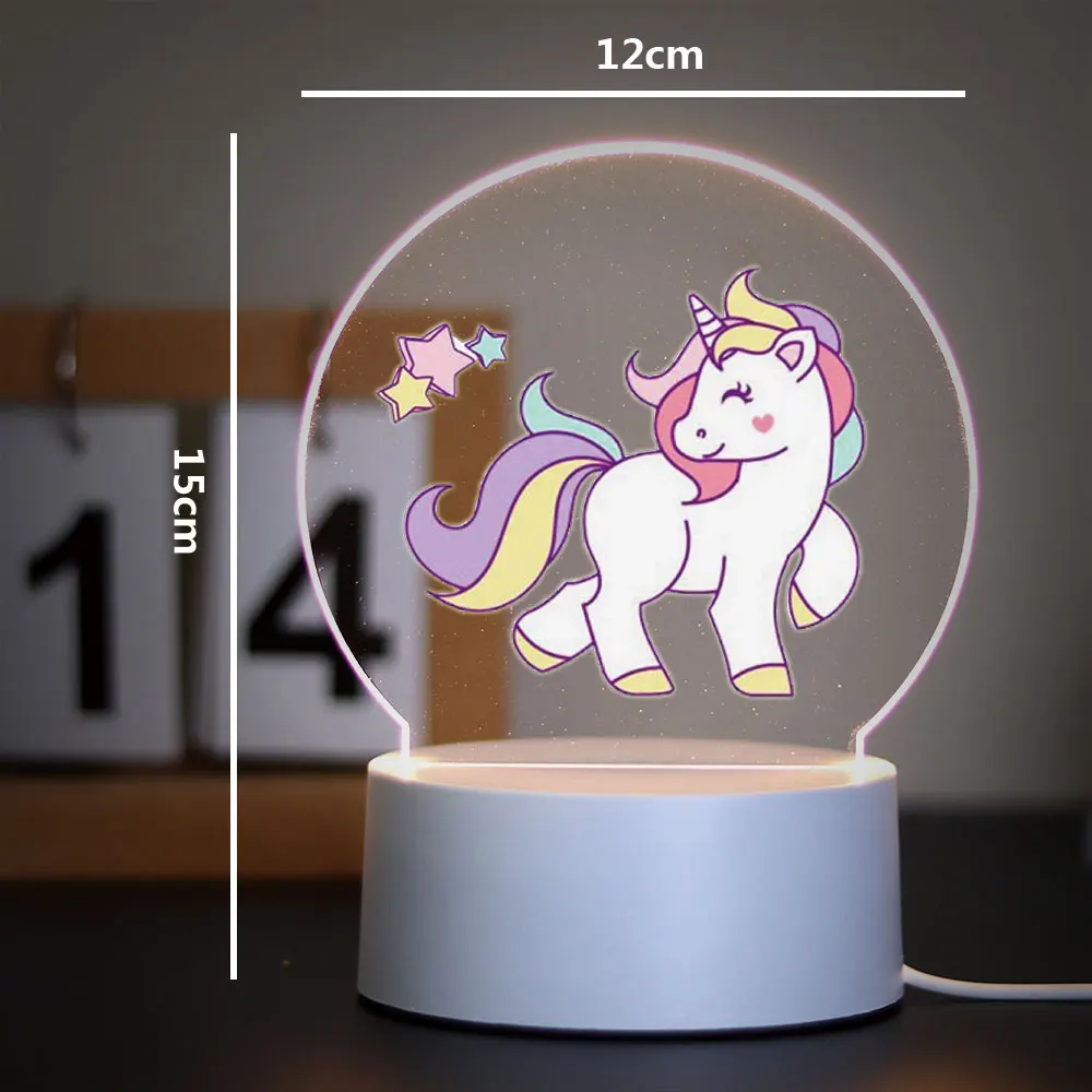 1 pc heiße niedliche Einhorn Kinder Schlafzimmer Dekor 3d Lampe 3d Nachtlicht mit Crack Base birthday Geschenk