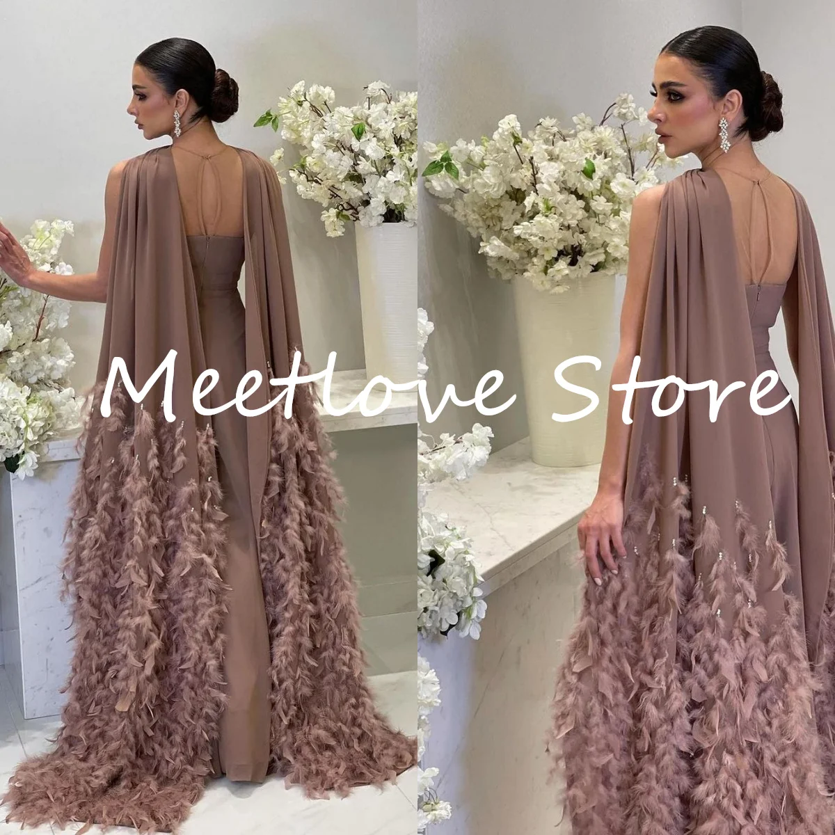 Meetlove Customized فساتين للحفلات الراقصة Sweep Train Strapless A-Line Elegant and beautiful dresses for women Cocktail dresses