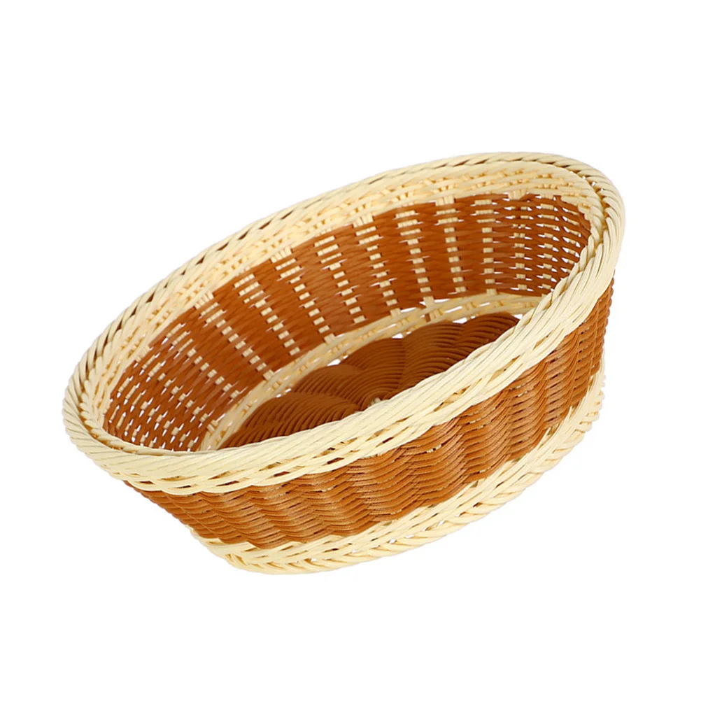 

Woven Fruit Basket Multi-Use Storage Organizer Imitation Rattan Design Delicate Practical Home Kitchen Hotel Decorative Gift