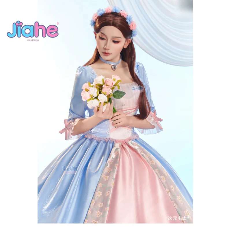 

Erika Princess Cosplay Costume Anime Erika New Women Gorgeous Wedding Dress Necklace Headpiece Halloween Party Uniform