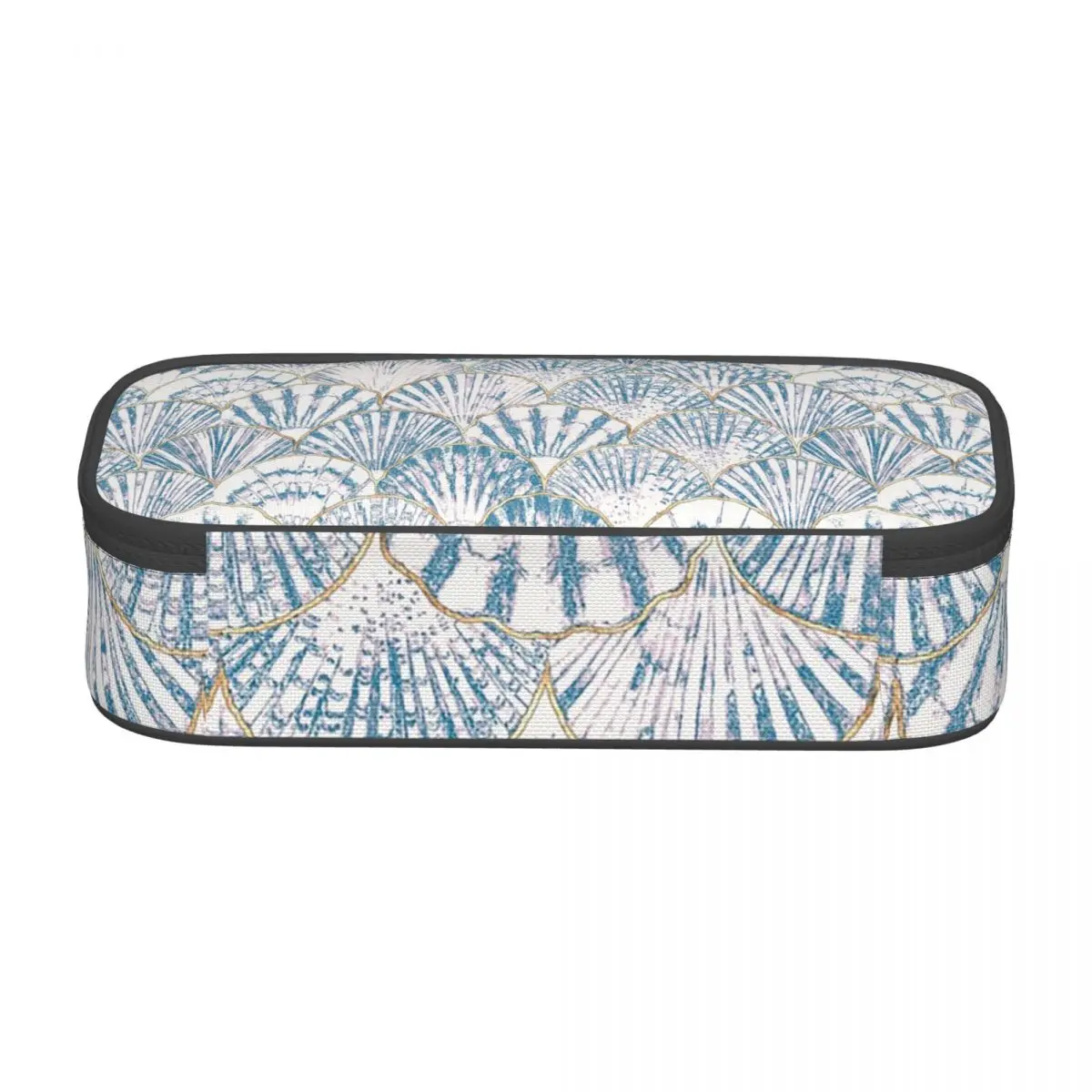 Beach Blue Shells Pattern Pencil Cases for Student Pen Box Pencil Bag Large Storage Pencil Pouch Pen Holder
